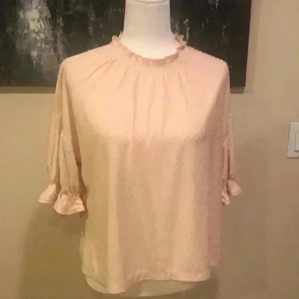 Madewell Cream Swiss Dot Blouse-Size Medium